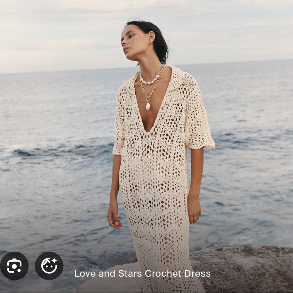 Maurie + Eve Cream Open-Knit crochet dress